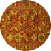 Round Oriental Yellow Industrial Rug, urb2352yw