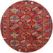 Round Machine Washable Industrial Modern Tomato Red Rug, wshurb2352