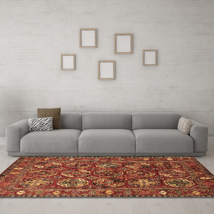 Machine Washable Oriental Brown Industrial Rug in a Living Room,, wshurb2352brn