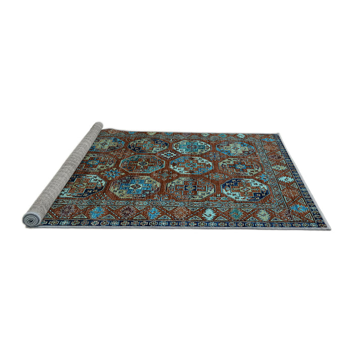 Sideview of Machine Washable Oriental Light Blue Industrial Rug, wshurb2352lblu