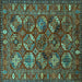 Square Oriental Turquoise Industrial Rug, urb2352turq