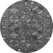 Round Machine Washable Oriental Gray Industrial Rug, wshurb2352gry