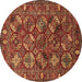 Round Oriental Brown Industrial Rug, urb2352brn