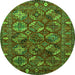 Round Oriental Green Industrial Rug, urb2352grn