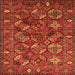 Square Machine Washable Oriental Orange Industrial Area Rugs, wshurb2352org