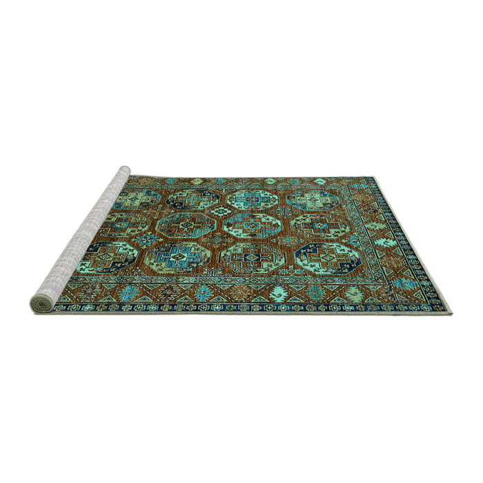 Sideview of Machine Washable Oriental Turquoise Industrial Area Rugs, wshurb2352turq