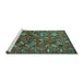 Sideview of Machine Washable Oriental Turquoise Industrial Area Rugs, wshurb2352turq