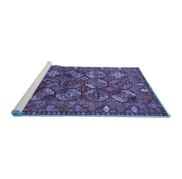 Sideview of Machine Washable Oriental Blue Industrial Rug, wshurb2352blu