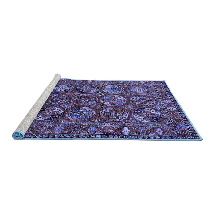 Sideview of Machine Washable Oriental Blue Industrial Rug, wshurb2352blu