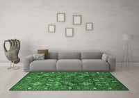 Machine Washable Oriental Emerald Green Industrial Rug, wshurb2352emgrn