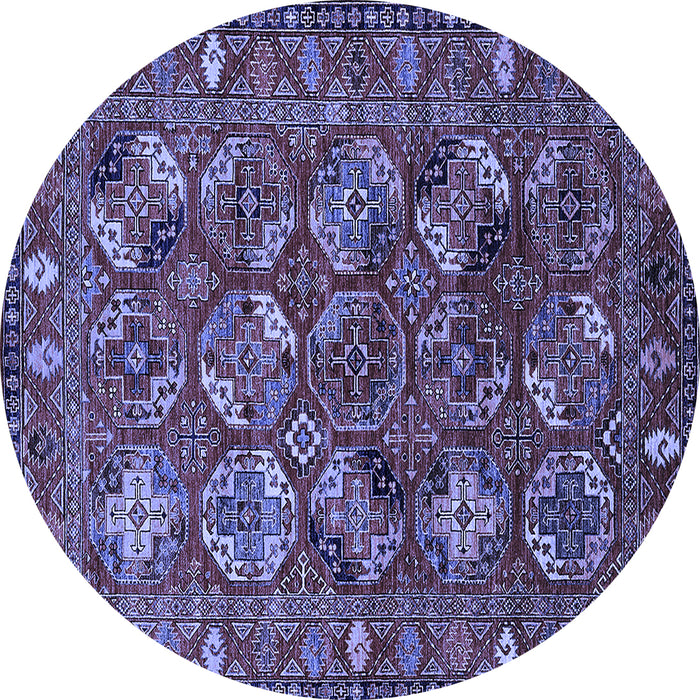 Round Oriental Blue Industrial Rug, urb2352blu