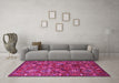 Machine Washable Oriental Pink Industrial Rug in a Living Room, wshurb2352pnk