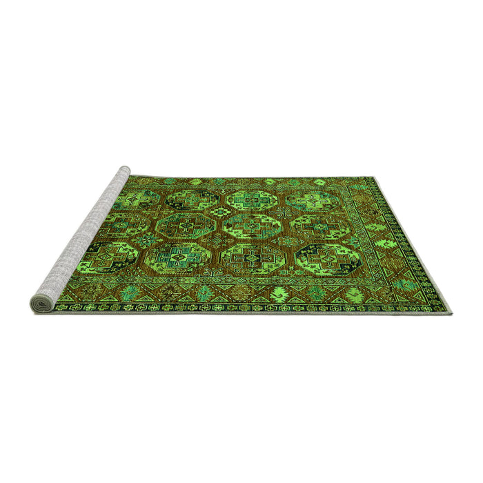 Sideview of Machine Washable Oriental Green Industrial Area Rugs, wshurb2352grn