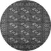 Round Machine Washable Oriental Gray Industrial Rug, wshurb2353gry