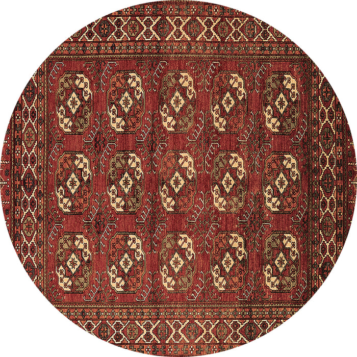 Round Oriental Brown Industrial Rug, urb2353brn