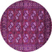 Round Machine Washable Oriental Purple Industrial Area Rugs, wshurb2353pur