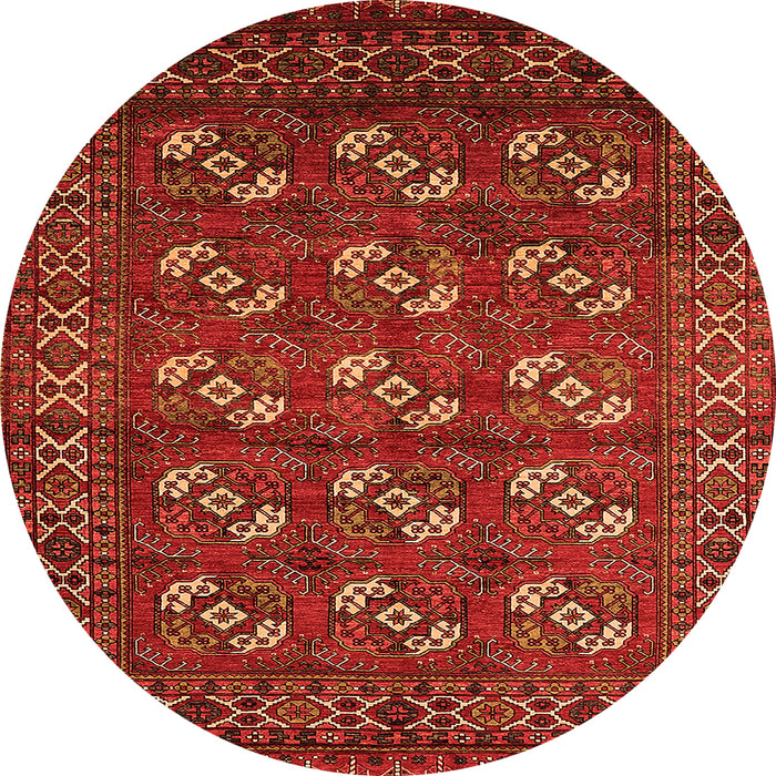 Round Machine Washable Oriental Orange Industrial Area Rugs, wshurb2353org