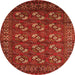 Round Machine Washable Oriental Orange Industrial Area Rugs, wshurb2353org