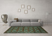 Machine Washable Oriental Turquoise Industrial Area Rugs in a Living Room,, wshurb2353turq