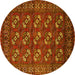 Round Oriental Yellow Industrial Rug, urb2353yw