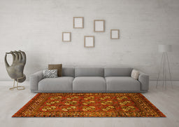 Machine Washable Oriental Yellow Industrial Rug in a Living Room, wshurb2353yw