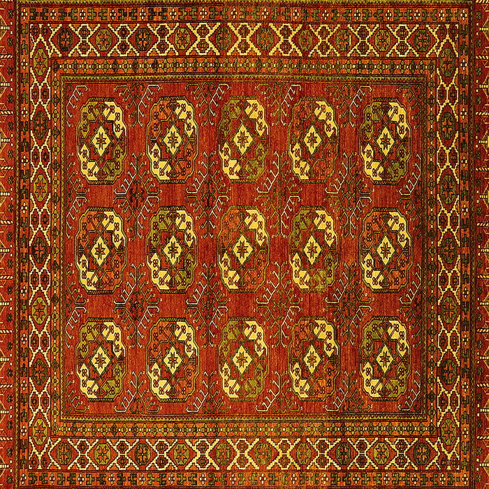 Square Machine Washable Oriental Yellow Industrial Rug, wshurb2353yw