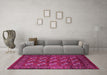 Machine Washable Oriental Pink Industrial Rug in a Living Room, wshurb2353pnk