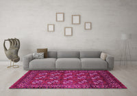 Machine Washable Oriental Pink Industrial Rug, wshurb2353pnk