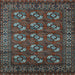 Square Machine Washable Oriental Light Blue Industrial Rug, wshurb2353lblu