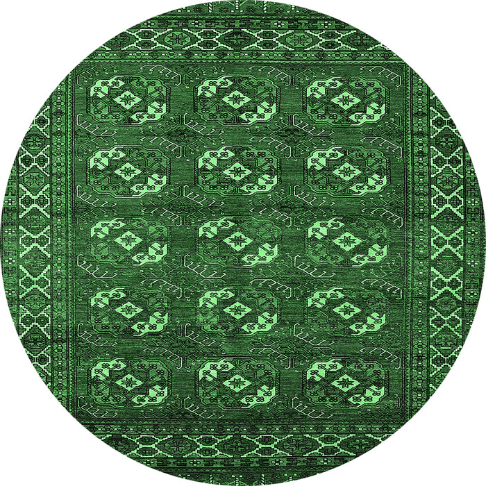 Round Oriental Emerald Green Industrial Rug, urb2353emgrn
