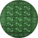 Round Oriental Emerald Green Industrial Rug, urb2353emgrn