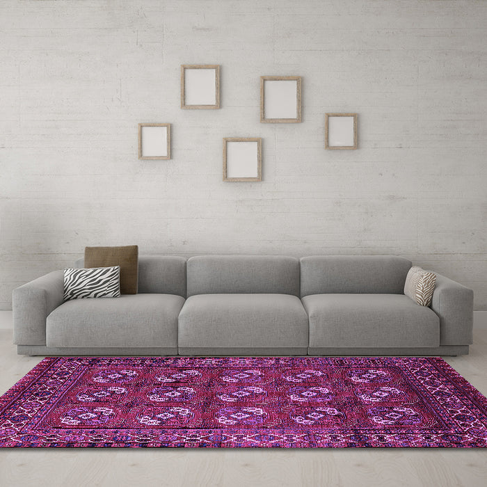 Machine Washable Oriental Purple Industrial Area Rugs in a Living Room, wshurb2353pur