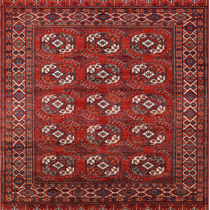 Square Mid-Century Modern Red Oriental Rug, urb2353