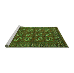 Sideview of Machine Washable Oriental Green Industrial Area Rugs, wshurb2353grn