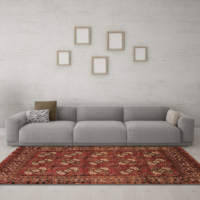Machine Washable Oriental Brown Industrial Rug in a Living Room,, wshurb2353brn
