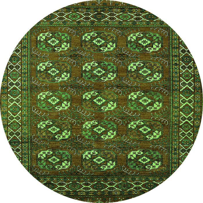 Round Oriental Green Industrial Rug, urb2353grn