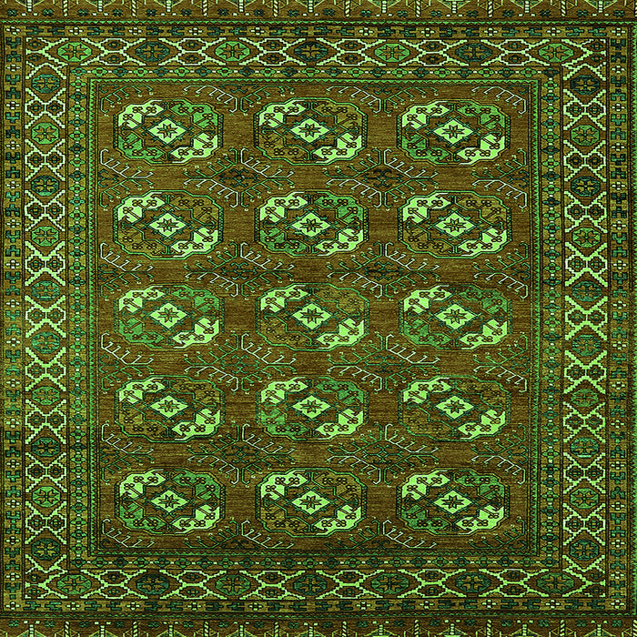 Square Machine Washable Oriental Green Industrial Area Rugs, wshurb2353grn