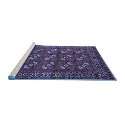 Sideview of Machine Washable Oriental Blue Industrial Rug, wshurb2353blu