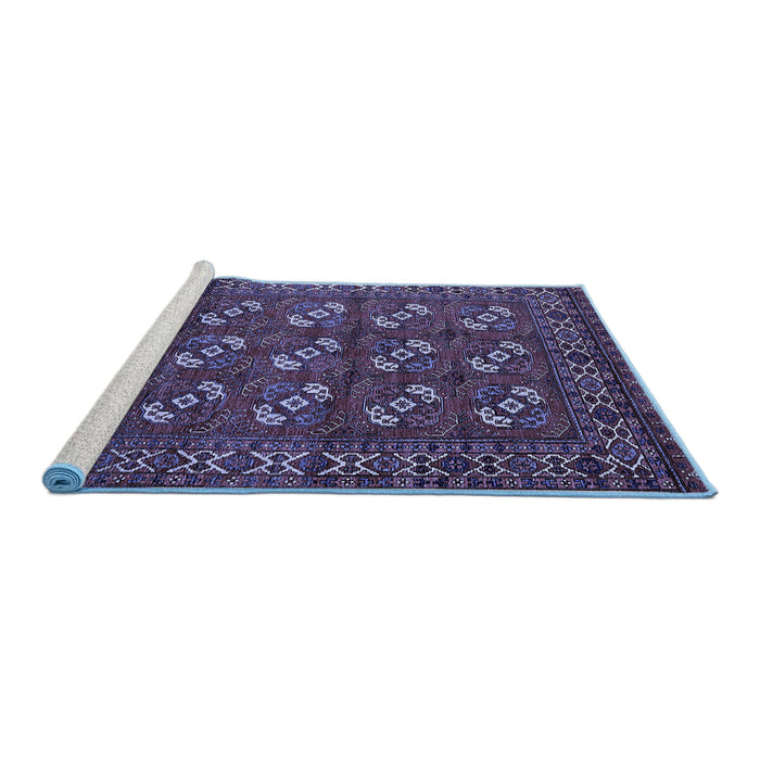 Sideview of Machine Washable Oriental Blue Industrial Rug, wshurb2353blu