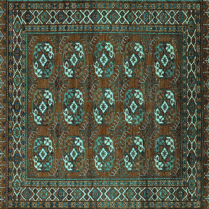 Square Oriental Turquoise Industrial Rug, urb2353turq