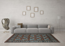 Machine Washable Oriental Light Blue Industrial Rug in a Living Room, wshurb2353lblu