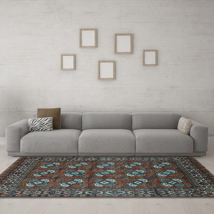 Machine Washable Oriental Light Blue Industrial Rug in a Living Room, wshurb2353lblu
