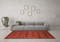 Machine Washable Oriental Orange Industrial Area Rugs in a Living Room, wshurb2353org