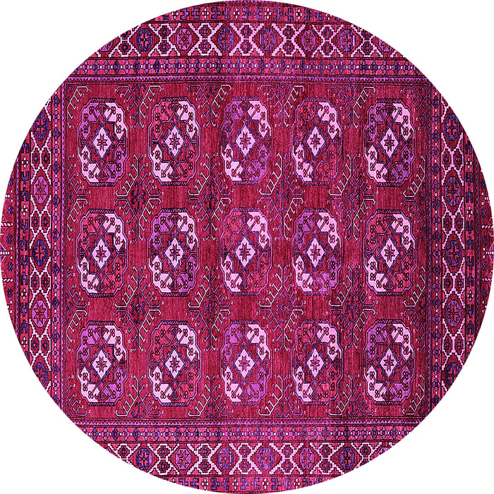Round Machine Washable Oriental Pink Industrial Rug, wshurb2353pnk
