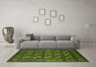 Machine Washable Oriental Green Industrial Area Rugs in a Living Room,, wshurb2353grn