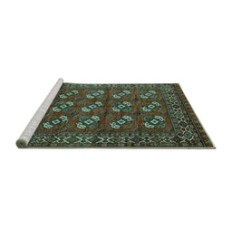 Sideview of Machine Washable Oriental Turquoise Industrial Area Rugs, wshurb2353turq