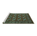 Sideview of Machine Washable Oriental Turquoise Industrial Area Rugs, wshurb2353turq