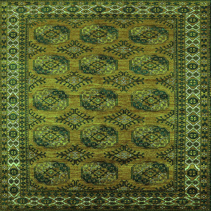 Square Machine Washable Oriental Green Industrial Area Rugs, wshurb2354grn