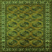 Square Machine Washable Oriental Green Industrial Area Rugs, wshurb2354grn