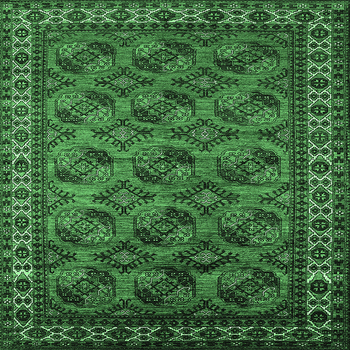 Square Machine Washable Oriental Emerald Green Industrial Area Rugs, wshurb2354emgrn